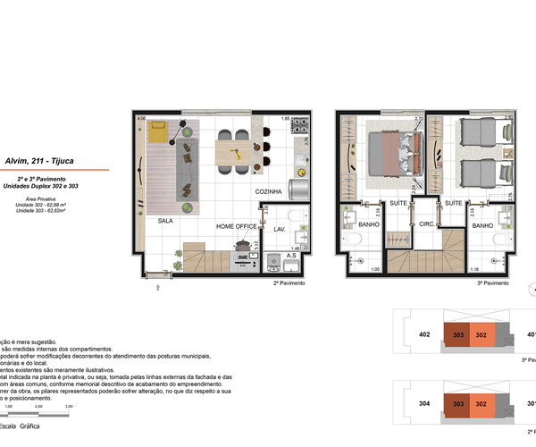 Apartamento à venda na Tijuca com 62,88,  2 quartos 