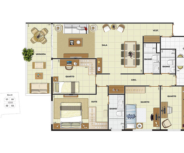 Apartamento à venda no Méier com 111,54 m² - 4 quartos