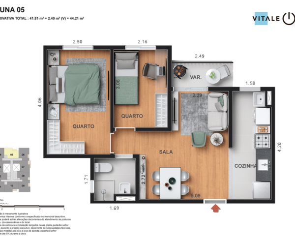 Apartamento à venda em Todos os Santos com 43,83 m² - 2 quartos