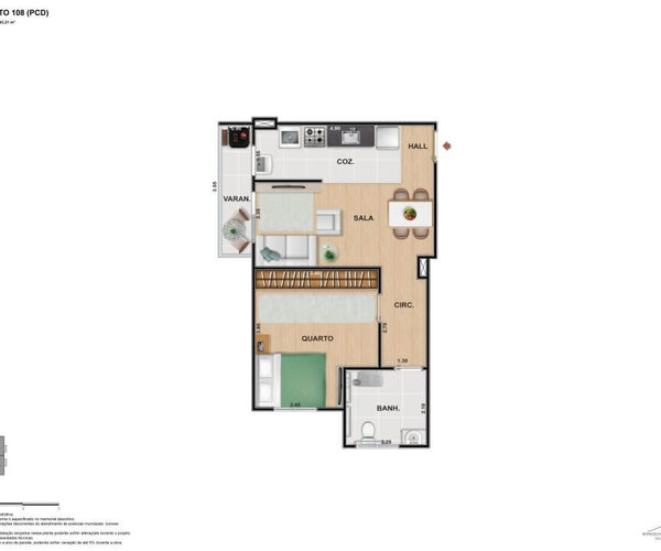 Apartamento à venda no Encantado com 32 m² - 1 quarto