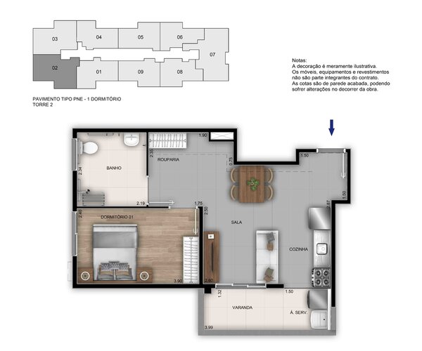Apartamento à venda em Santa Rosa com 42 m² - 2 quartos
