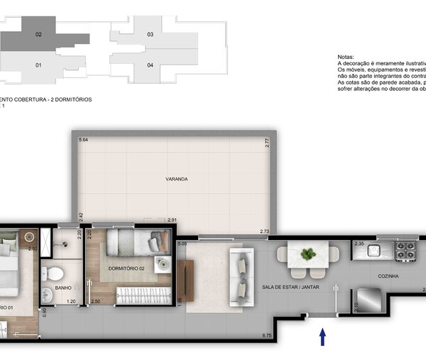 Apartamento à venda em Santa Rosa com 42 m² - 2 quartos