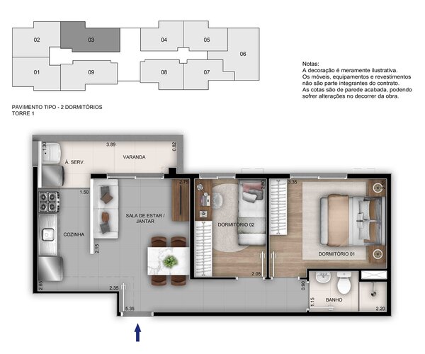 Apartamento à venda em Santa Rosa com 42 m² - 2 quartos
