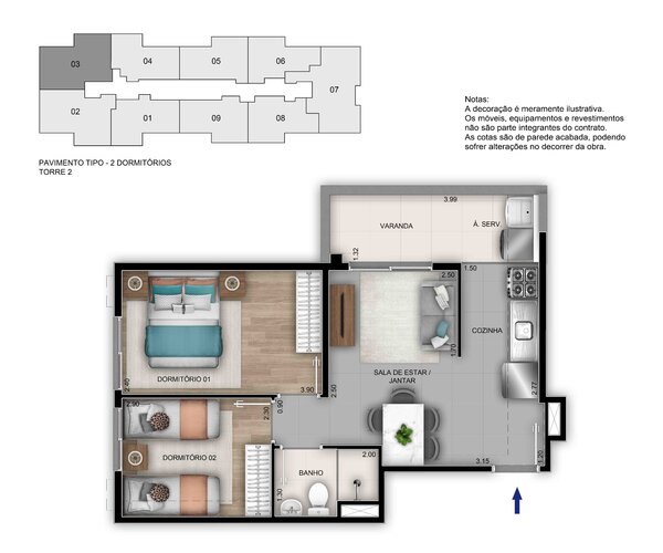 Apartamento à venda em Santa Rosa com 42 m² - 2 quartos