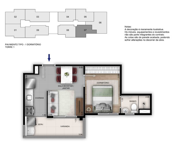 Apartamento à venda em Santa Rosa com 42 m² - 2 quartos