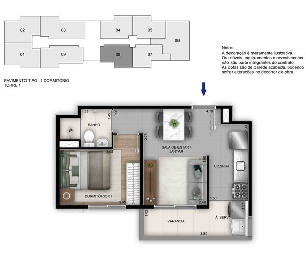 Apartamento à venda em Santa Rosa com 42 m² - 2 quartos