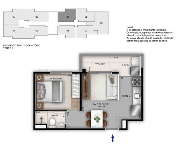 Apartamento à venda em Santa Rosa com 42 m² - 2 quartos