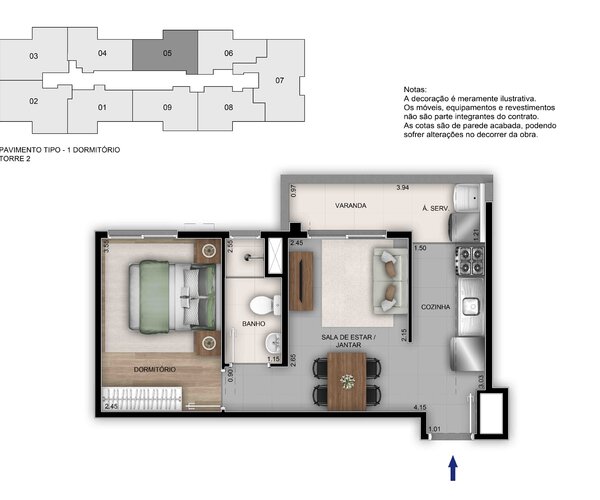 Apartamento à venda em Santa Rosa com 42 m² - 2 quartos