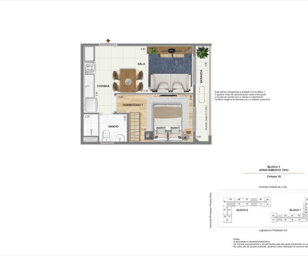 Apartamento à venda em Santo Cristo com 54 m² - 2 quarto