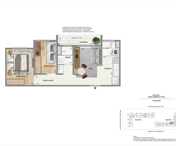 Apartamento à venda em Santo Cristo com 54 m² - 2 quarto