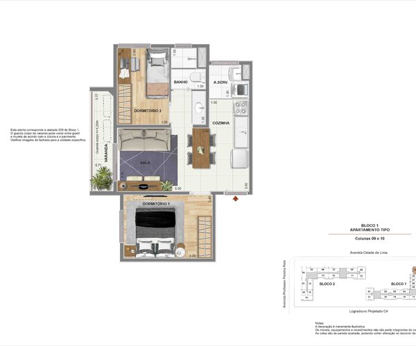 Apartamento à venda em Santo Cristo com 54 m² - 2 quarto