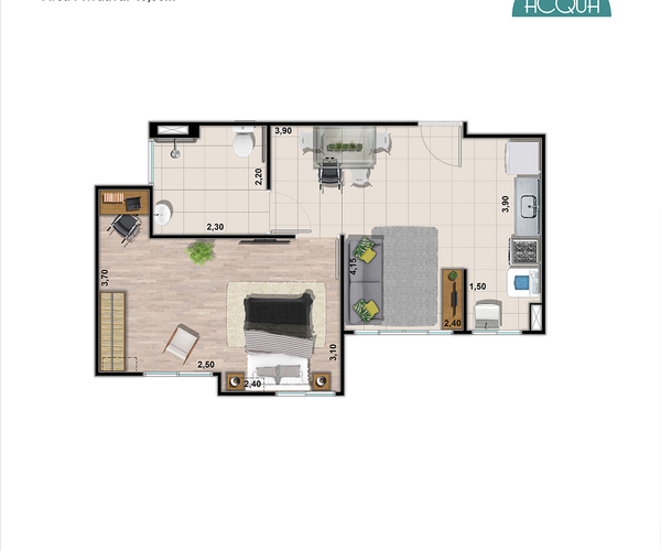 Apartamento à venda em Curicica com 45 m², 2 quartos 