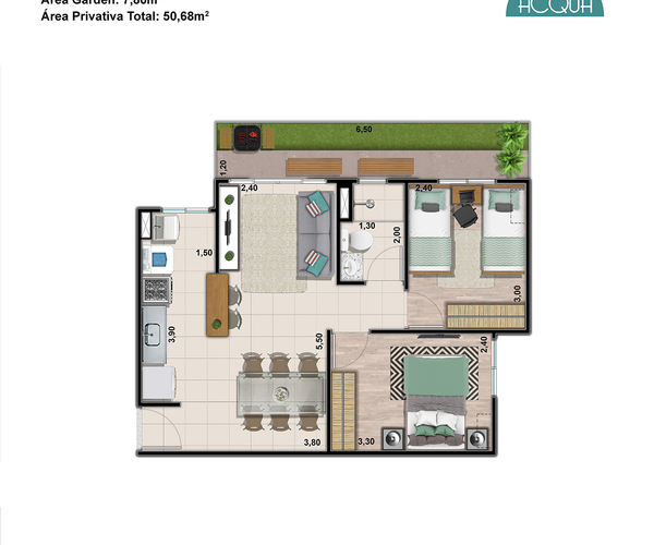 Apartamento à venda em Curicica com 45 m², 2 quartos 