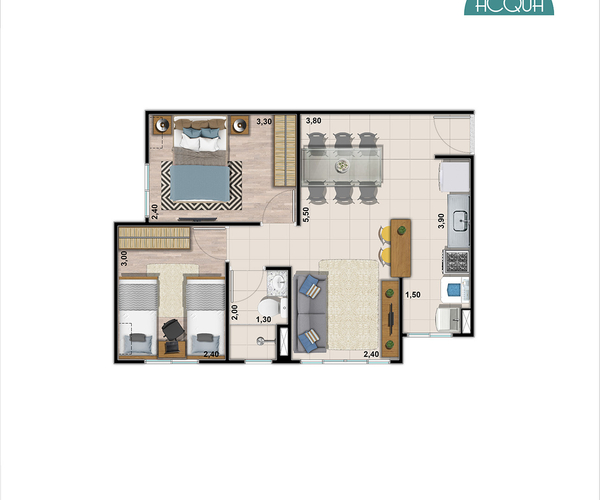 Apartamento à venda em Curicica com 45 m², 2 quartos 