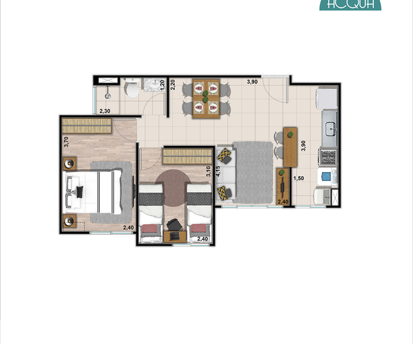 Apartamento à venda em Curicica com 45 m², 2 quartos 