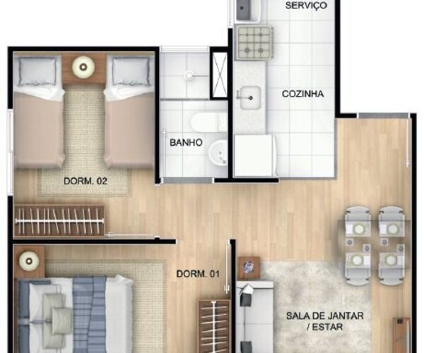 Apartamento à venda no Engenho Novo com 40,50 m²- 1 e 2 quartos 