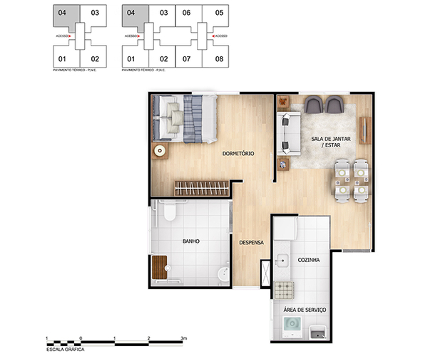 Apartamento à venda em Guaratiba com 40,54 m²,  2 quartos 