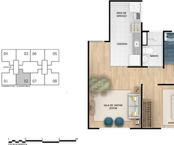 Apartamento à venda em Vargem Pequena com 43,25 m²,  2 quartos 