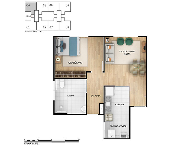 Apartamento à venda no Recreio com 41 m²,  2 quartos 