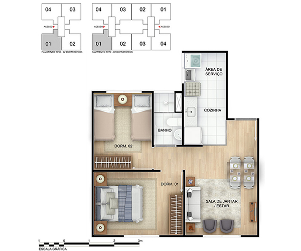 Apartamento à venda em Nova Iguaçu com 40,54 m²,  2 quartos 