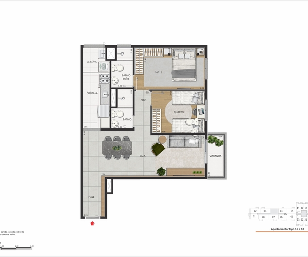 Apartamento em São Cristóvão com 61,40 m², 2 quartos 