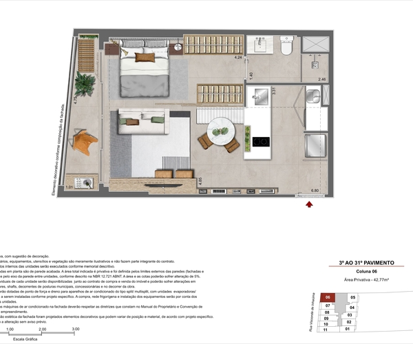 Apartamento à venda no Centro com 34,25 m² - 1 quartos