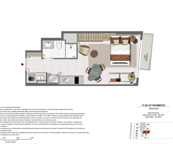 Apartamento à venda no Centro com 34,25 m² - 1 quartos