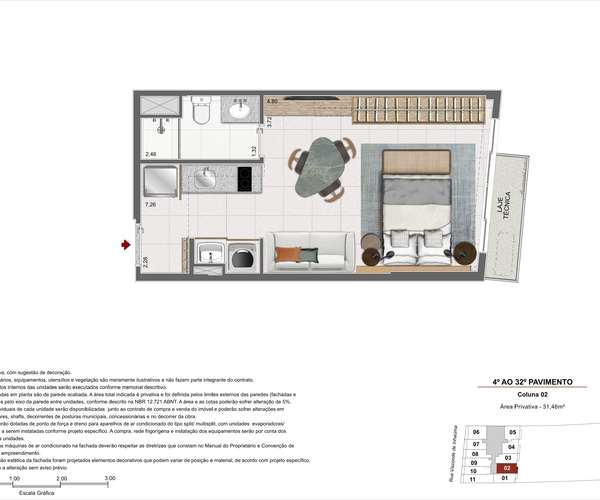 Apartamento à venda no Centro com 34,25 m² - 1 quartos